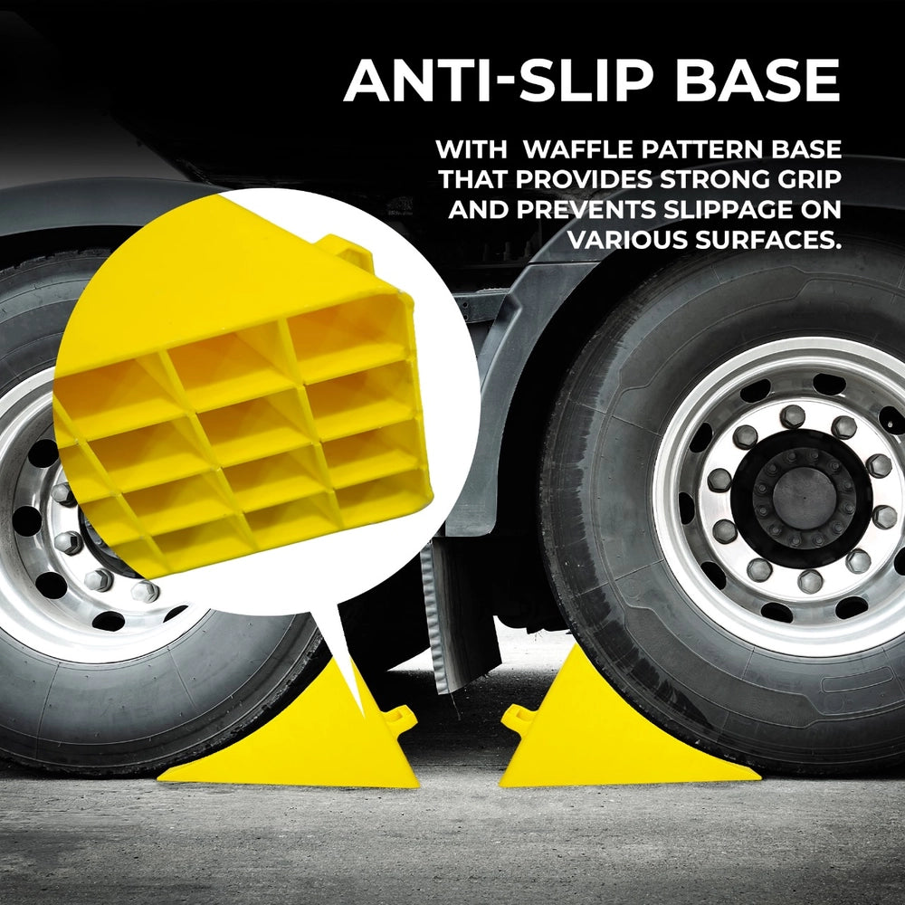 Heavy Duty Wheel Chock 45CM | Yellow Anti-Slip Honeycomb Parking Block with Handle