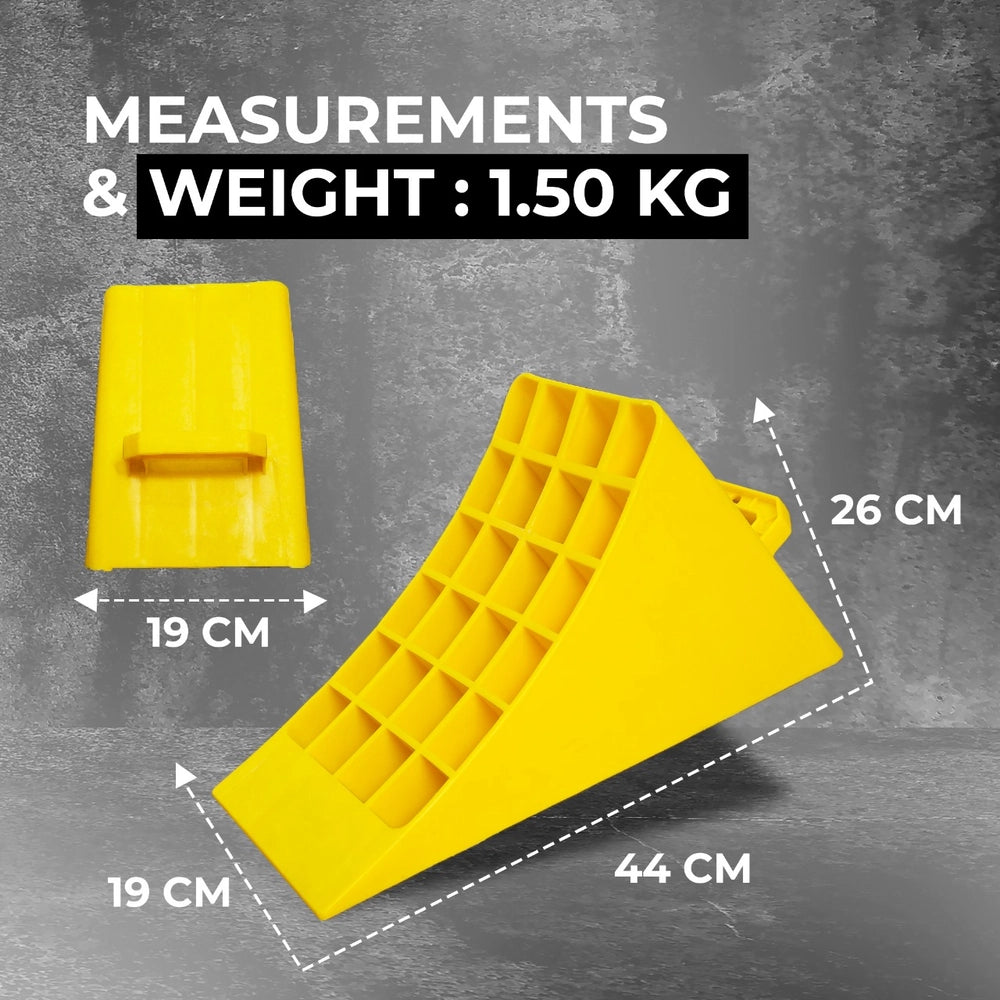 Heavy Duty Wheel Chock 45CM | Yellow Anti-Slip Honeycomb Parking Block with Handle