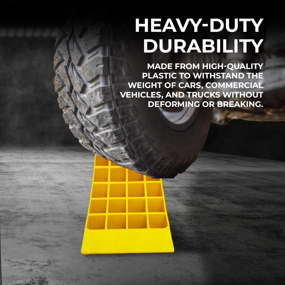 Heavy Duty Wheel Chock 45CM | Yellow Anti-Slip Honeycomb Parking Block with Handle