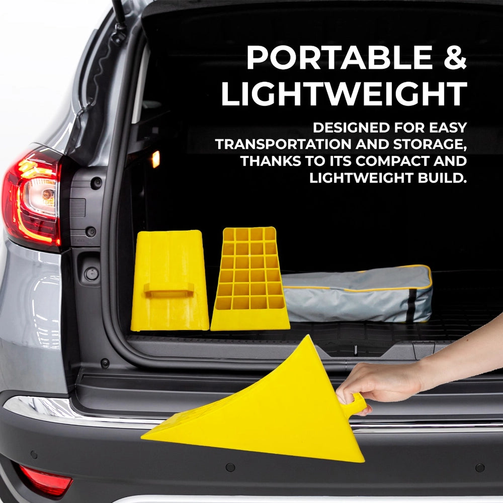 Heavy Duty Wheel Chock 45CM | Yellow Anti-Slip Honeycomb Parking Block with Handle