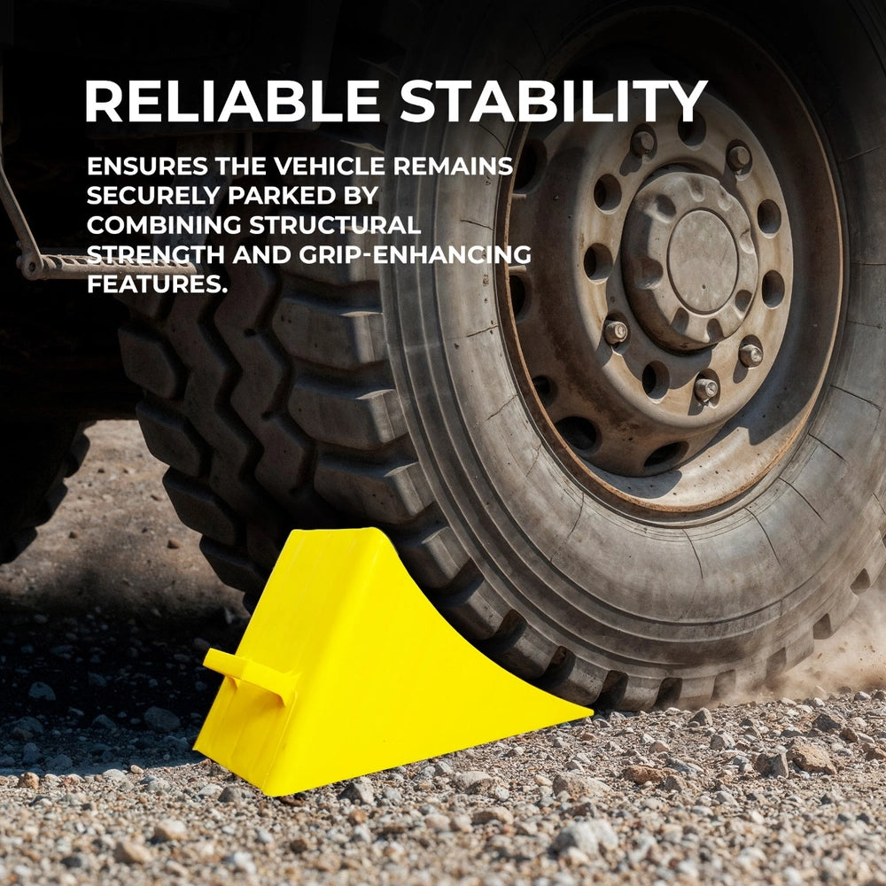 Heavy Duty Wheel Chock 45CM | Yellow Anti-Slip Honeycomb Parking Block with Handle