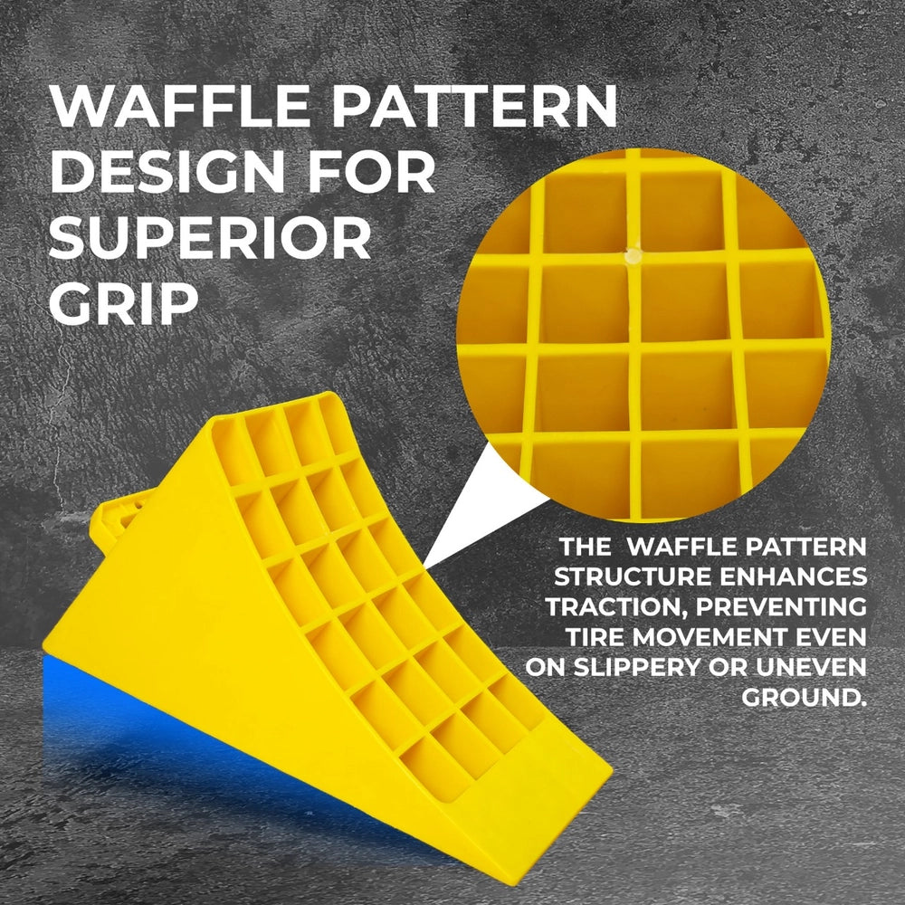 Heavy Duty Wheel Chock 45CM | Yellow Anti-Slip Honeycomb Parking Block with Handle