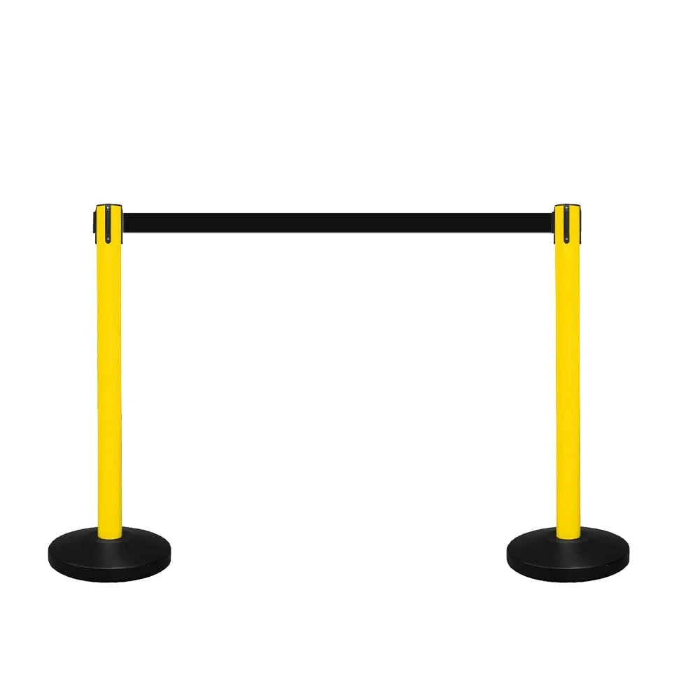 Berry 100CM Yellow Stanchion Post with 3M Black Retractable Belt