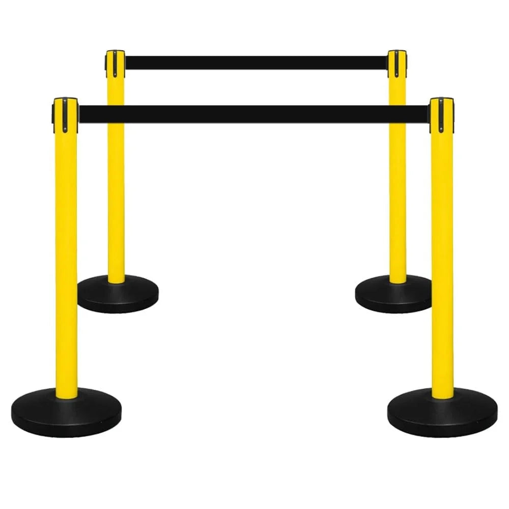 Berry 100CM Yellow Stanchion Post with 3M Black Retractable Belt