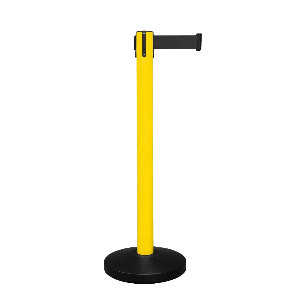 Berry 100CM Yellow Stanchion Post with 3M Black Retractable Belt
