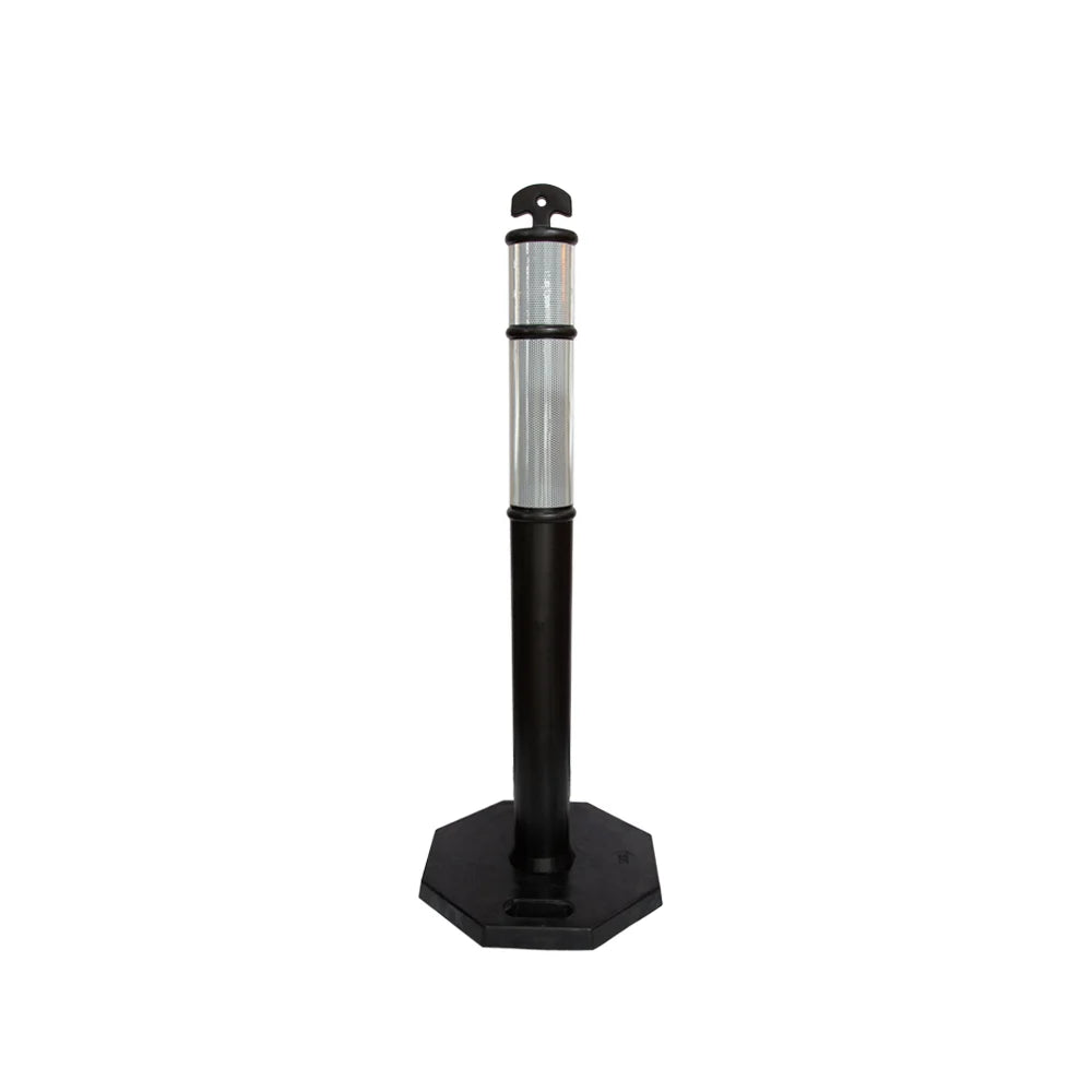 110CM Delineator Post with T-Top | Black Traffic Bollard with Rubber Base