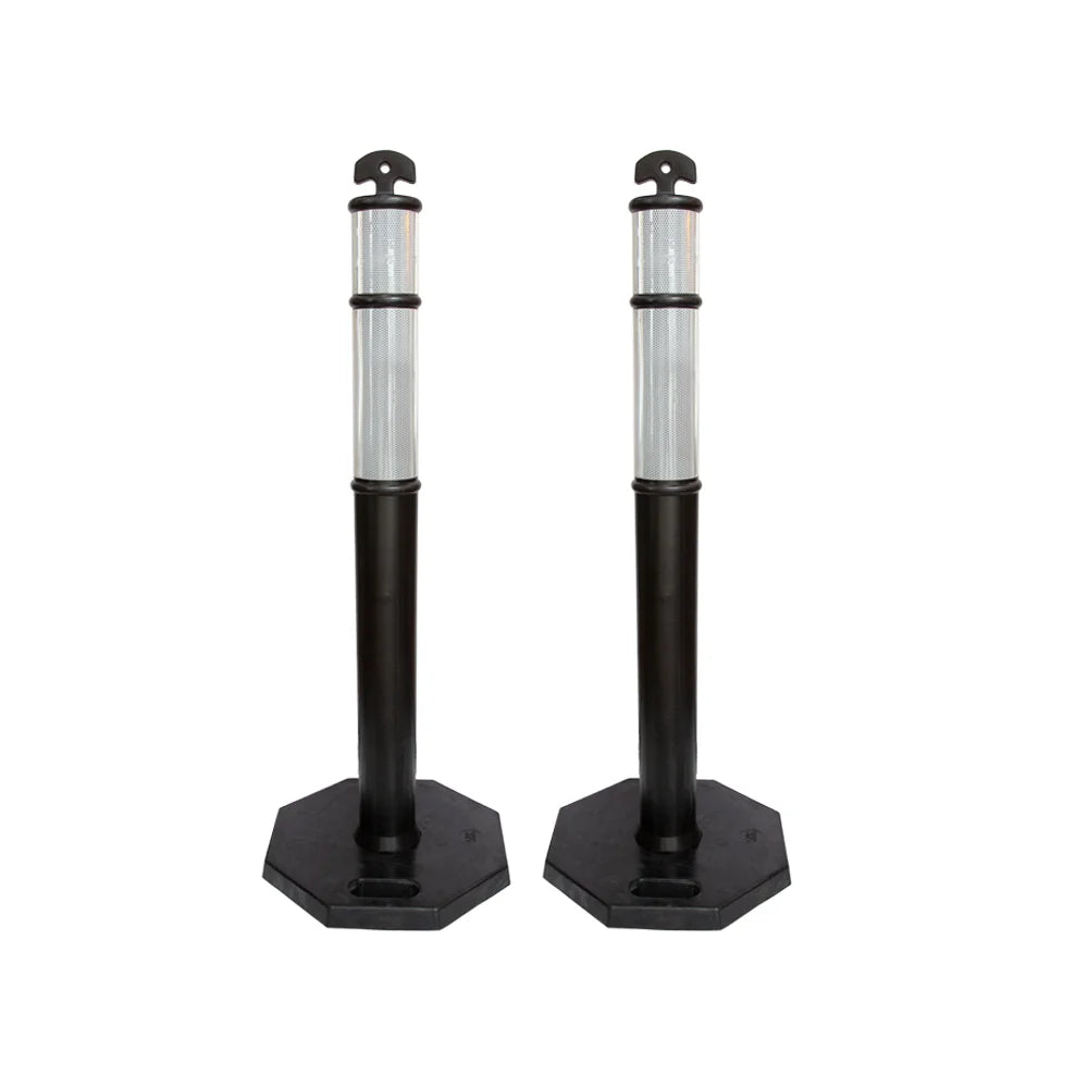 110CM Delineator Post with T-Top | Black Traffic Bollard with Rubber Base