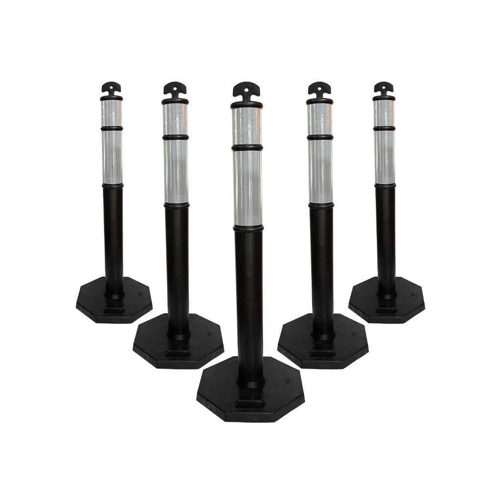 110CM Delineator Post with T-Top | Black Traffic Bollard with Rubber Base