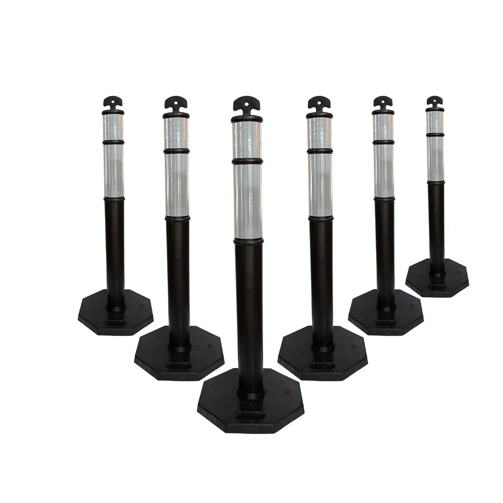 110CM Delineator Post with T-Top | Black Traffic Bollard with Rubber Base