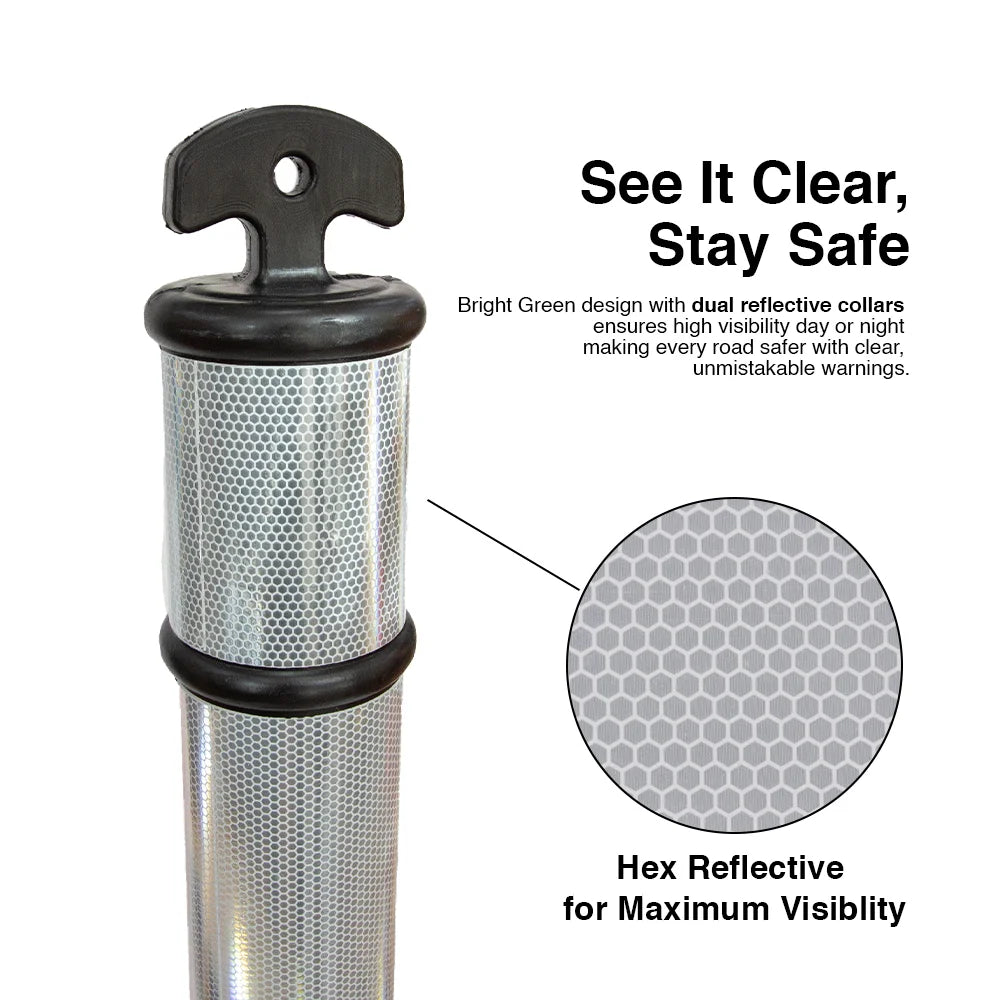 110CM Delineator Post with T-Top | Black Traffic Bollard with Rubber Base