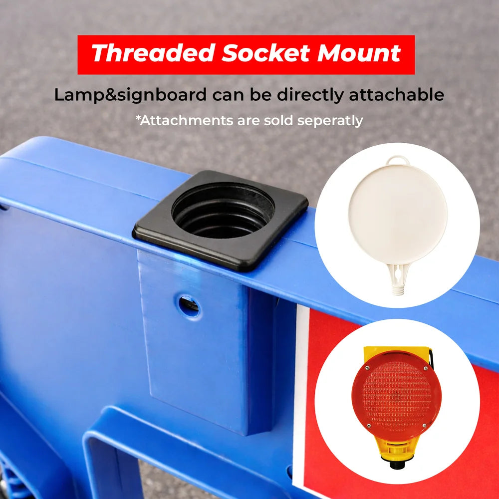 Blue Safety Barrier 150CM | Heavy Duty Road Barrier with Weighted Base