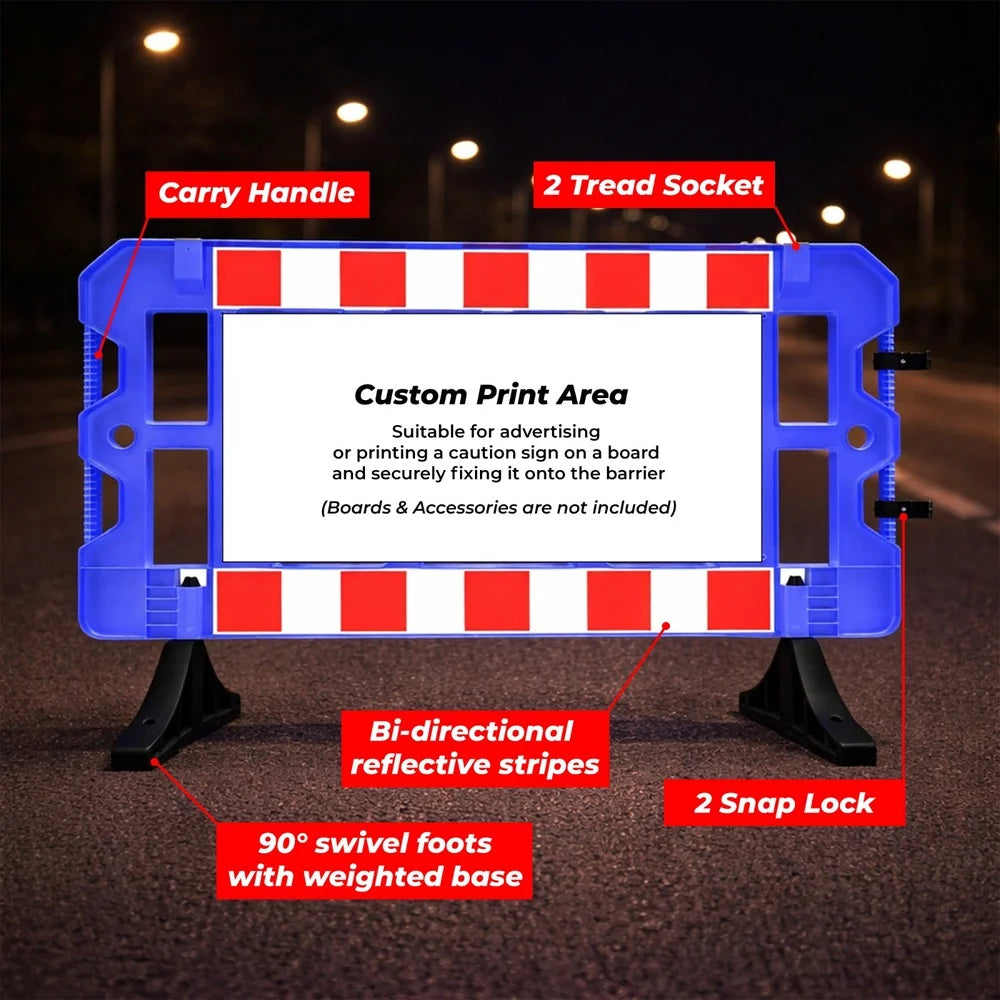 Blue Safety Barrier 150CM | Heavy Duty Road Barrier with Weighted Base