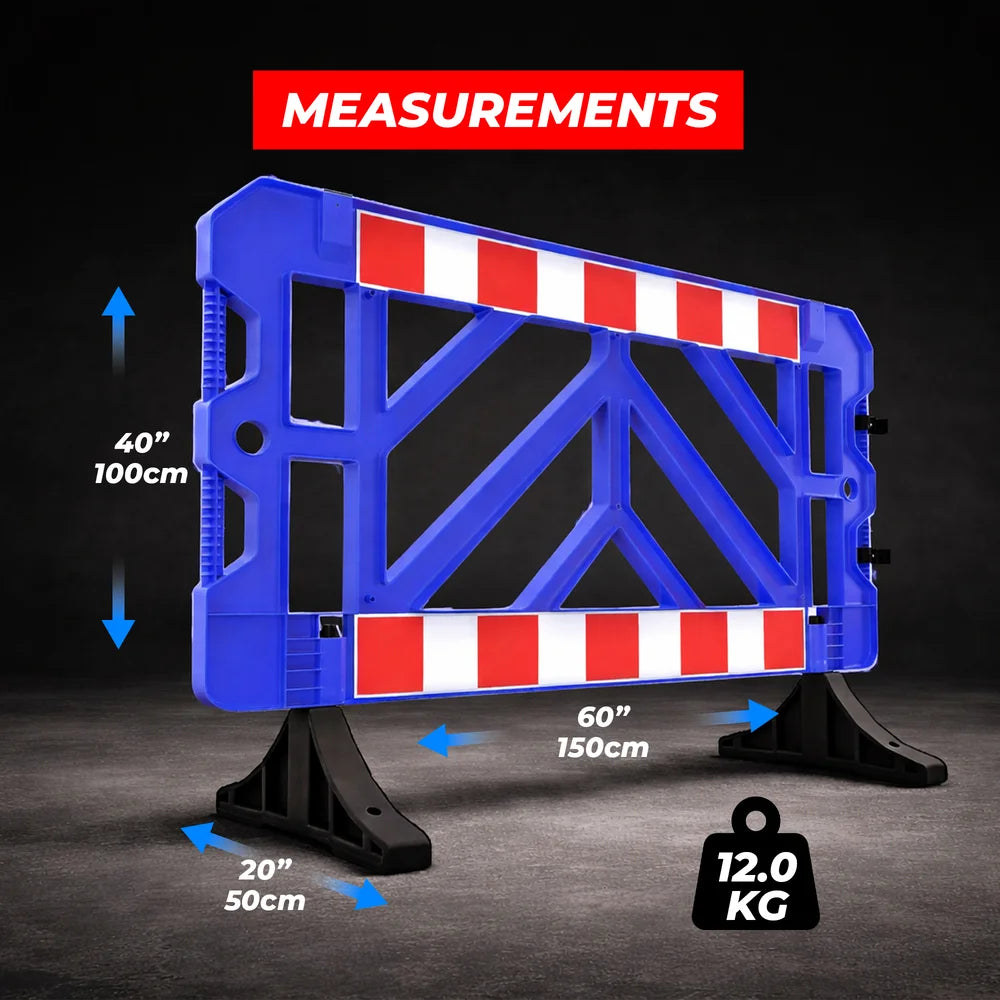 Blue Safety Barrier 150CM | Heavy Duty Road Barrier with Weighted Base