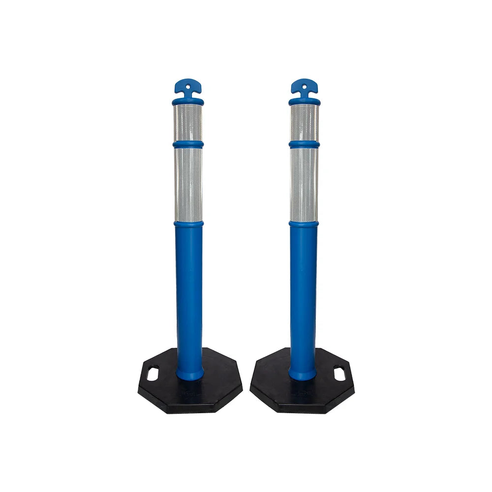 110CM Delineator Post with T-Top | Blue Traffic Bollard with Rubber Base