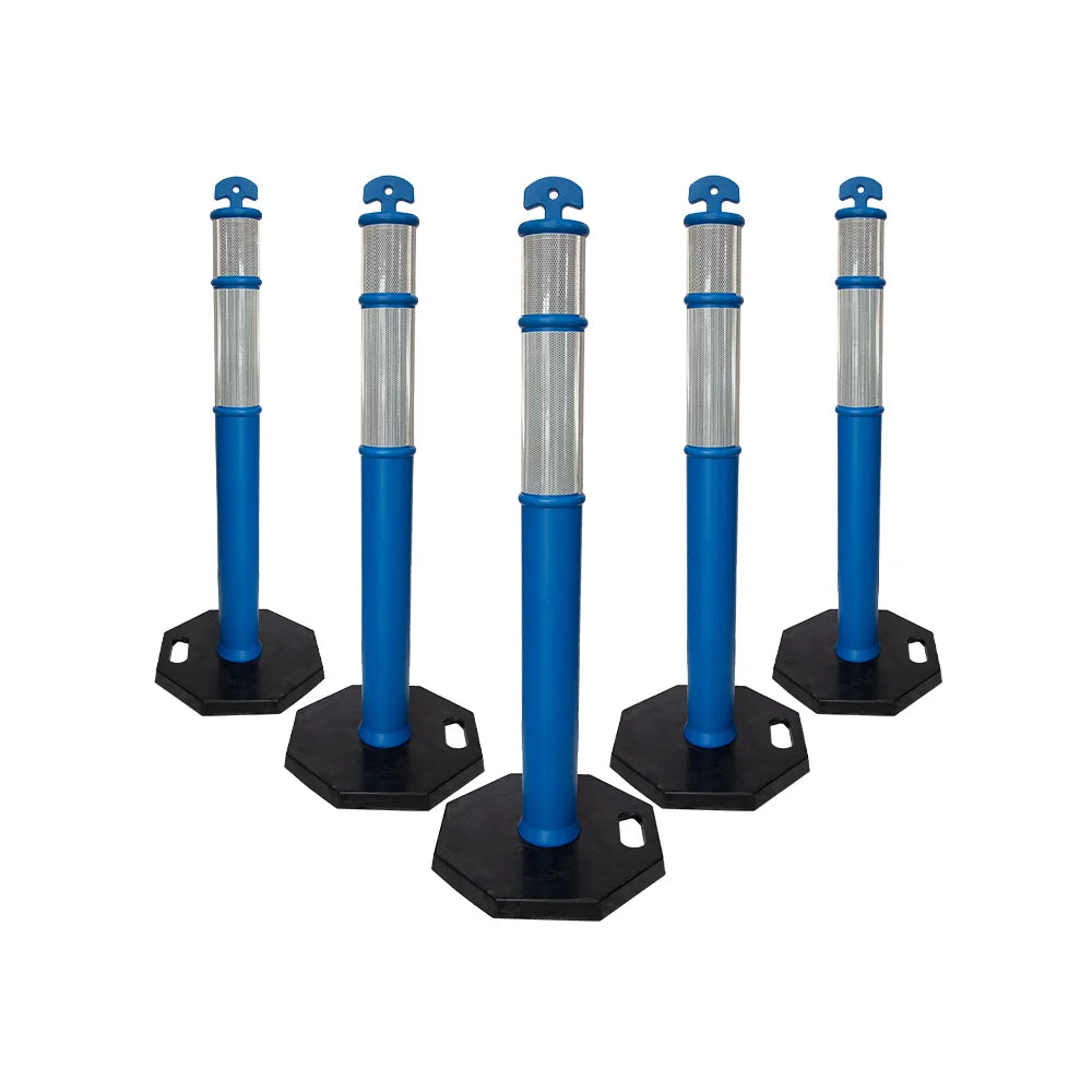 110CM Delineator Post with T-Top | Blue Traffic Bollard with Rubber Base