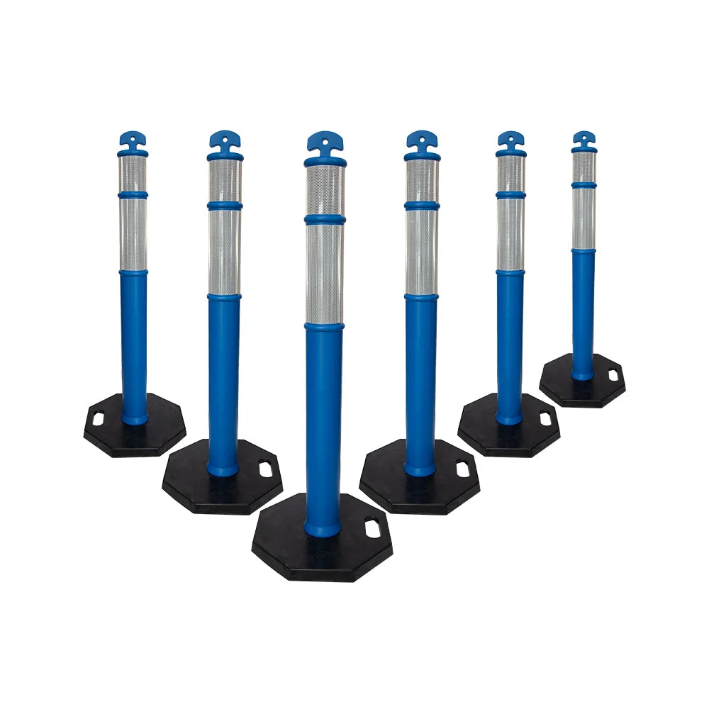 110CM Delineator Post with T-Top | Blue Traffic Bollard with Rubber Base