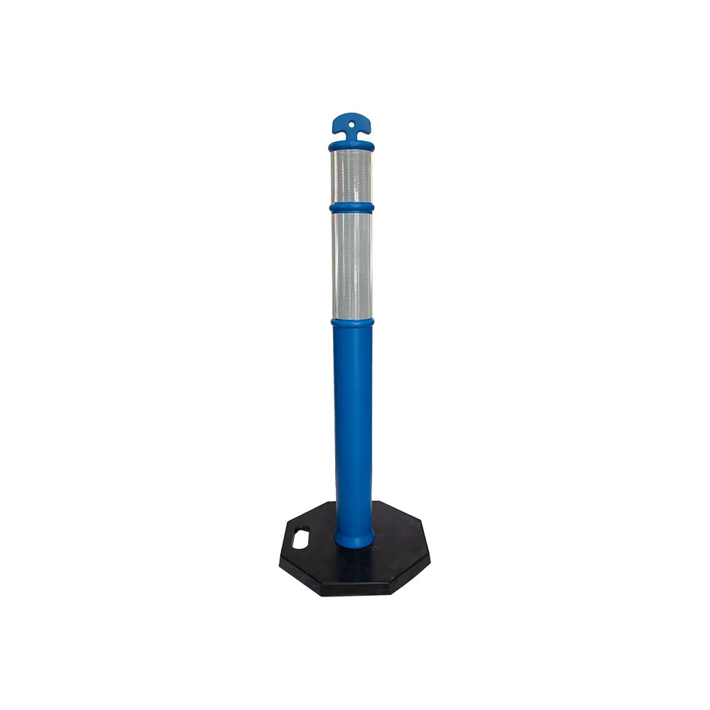 110CM Delineator Post with T-Top | Blue Traffic Bollard with Rubber Base