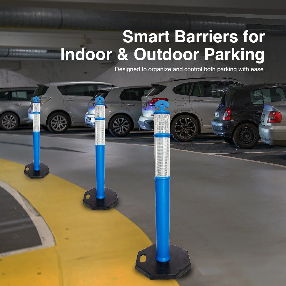 110CM Delineator Post with T-Top | Blue Traffic Bollard with Rubber Base