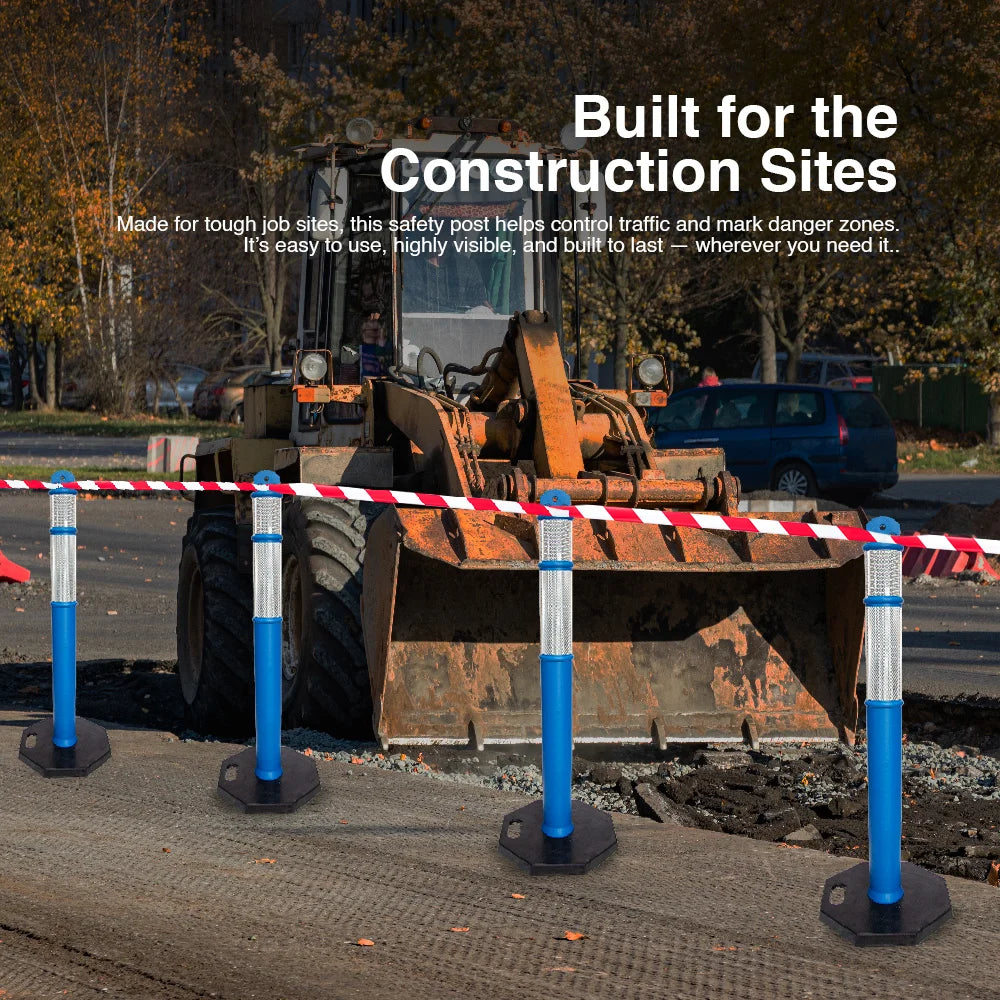 110CM Delineator Post with T-Top | Blue Traffic Bollard with Rubber Base