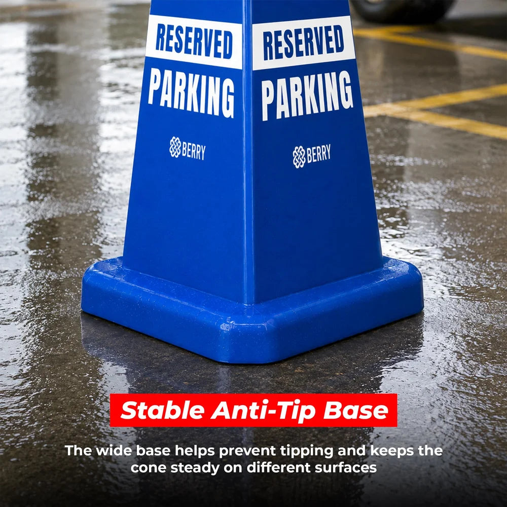 blue parking marker cone for reserved parking management