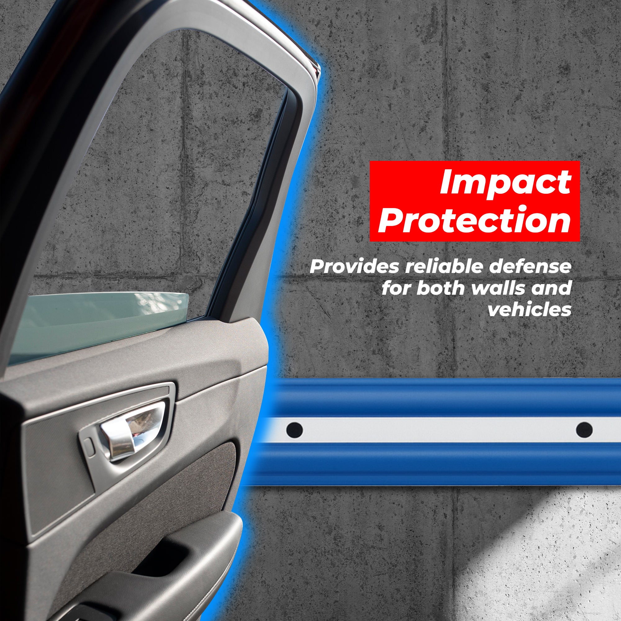 Heavy Duty Rubber Wall Guard Blue 1000mm
