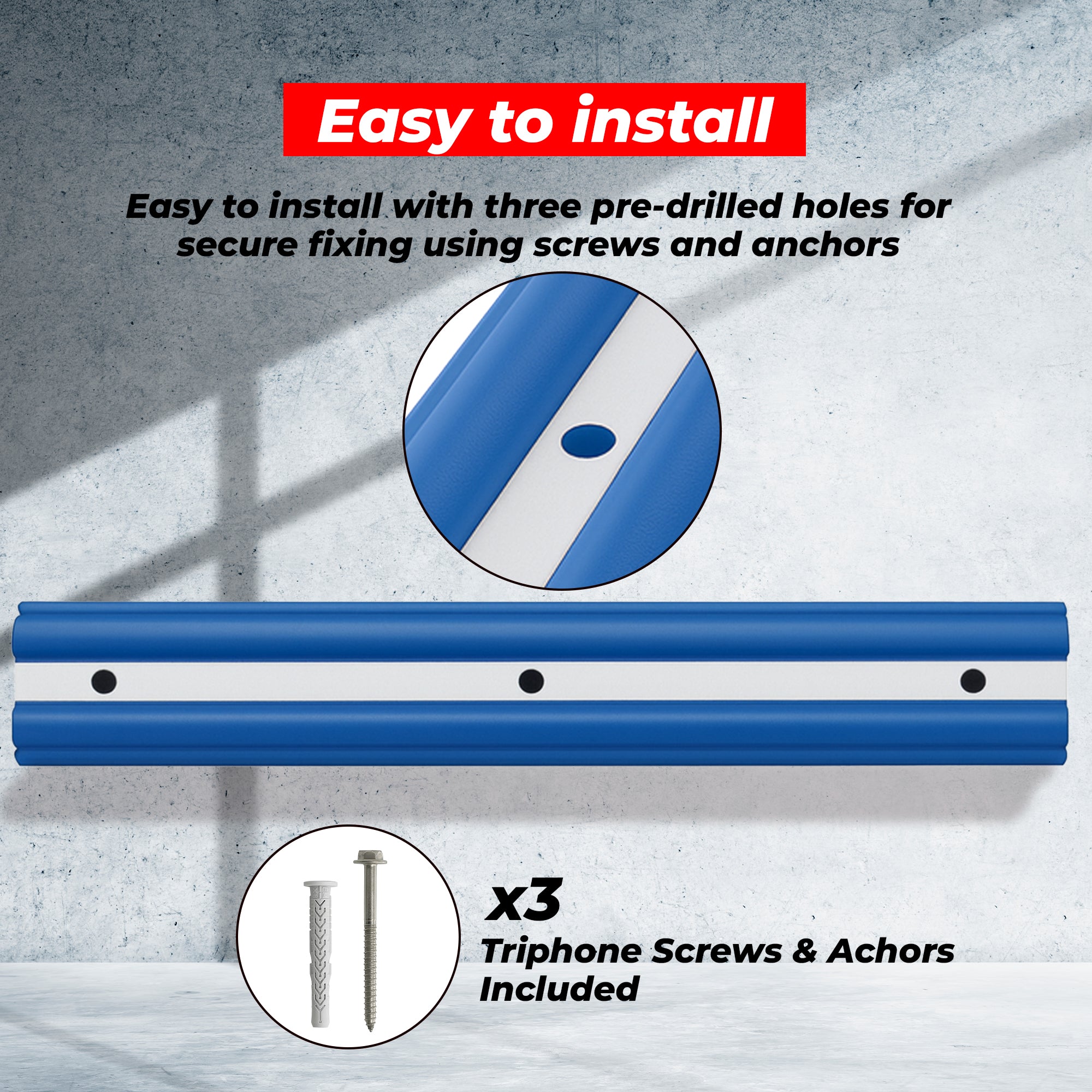 Heavy Duty Rubber Wall Guard Blue 1000mm
