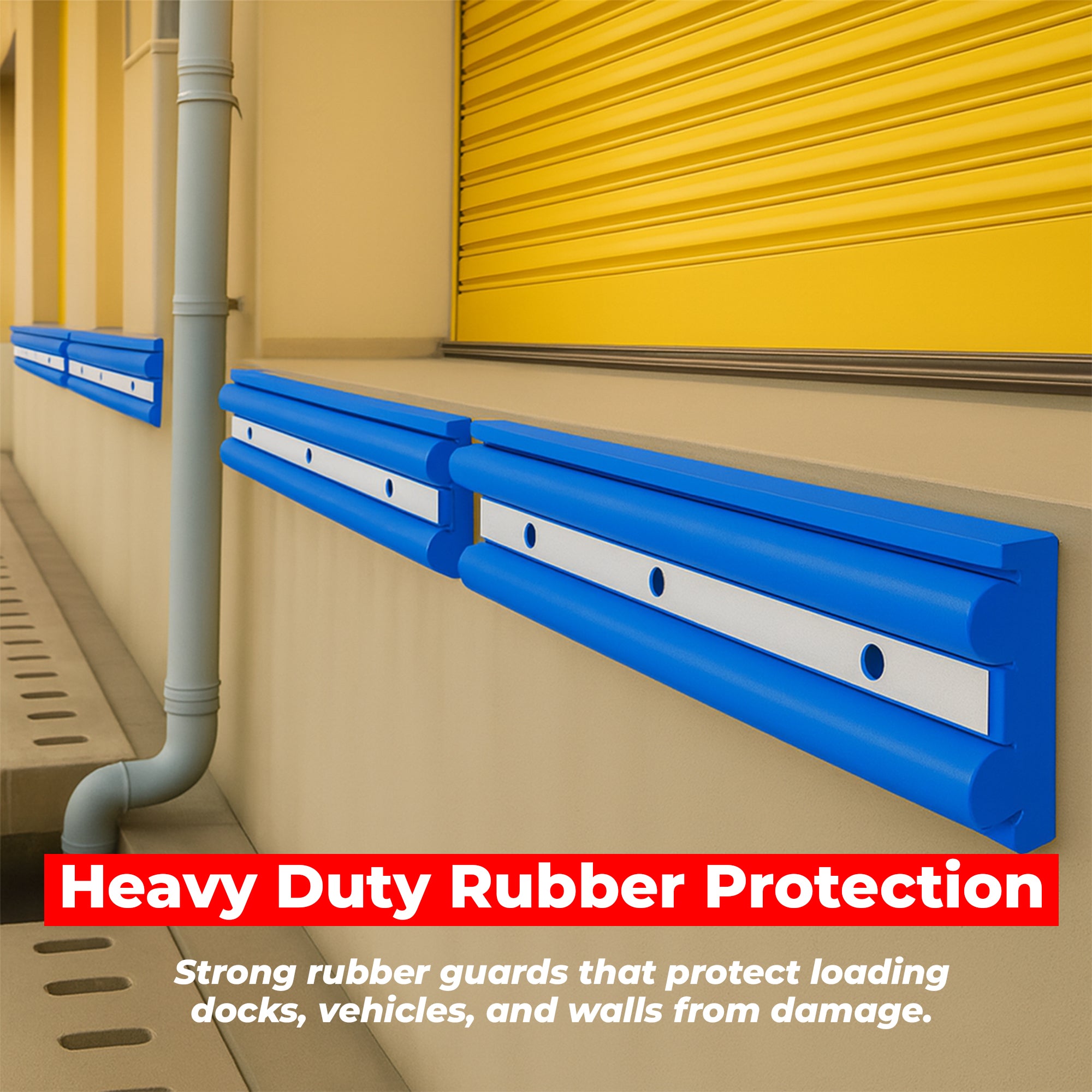Heavy Duty Rubber Wall Guard Blue 1000mm