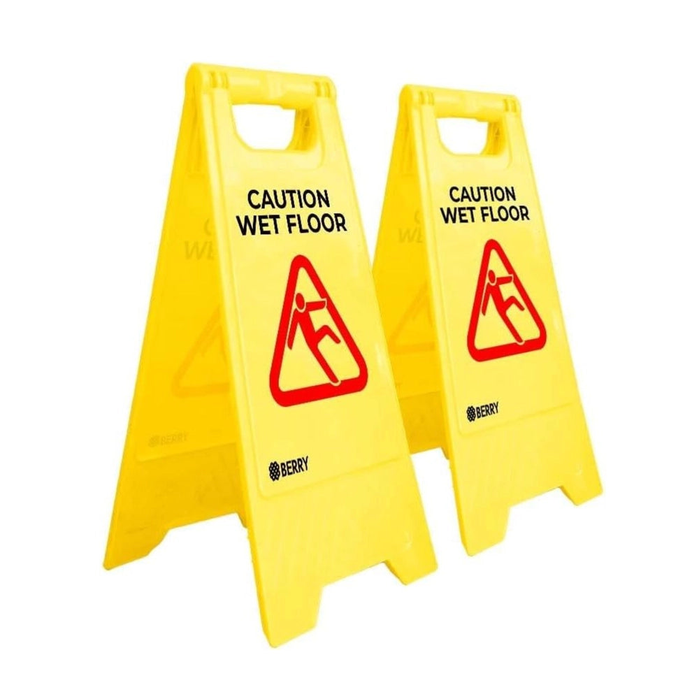 Caution Wet Floor Sign - Yellow | Foldable Double-Sided Warning Sign