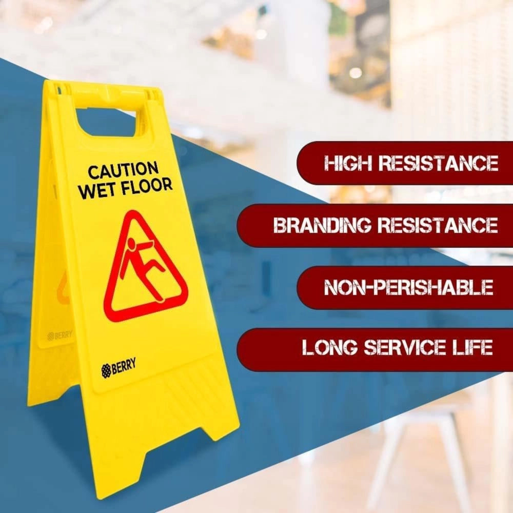 Caution Wet Floor Sign - Yellow | Foldable Double-Sided Warning Sign