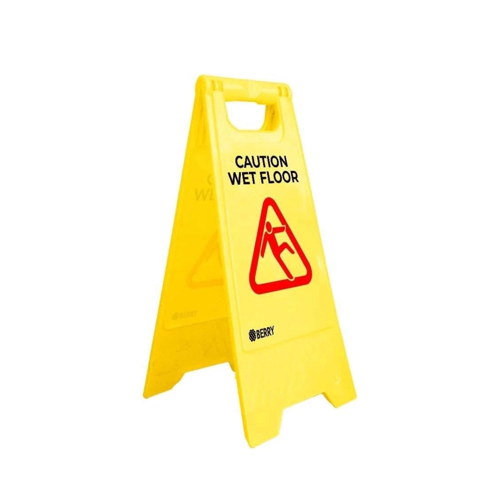 Caution Wet Floor Sign - Yellow | Foldable Double-Sided Warning Sign