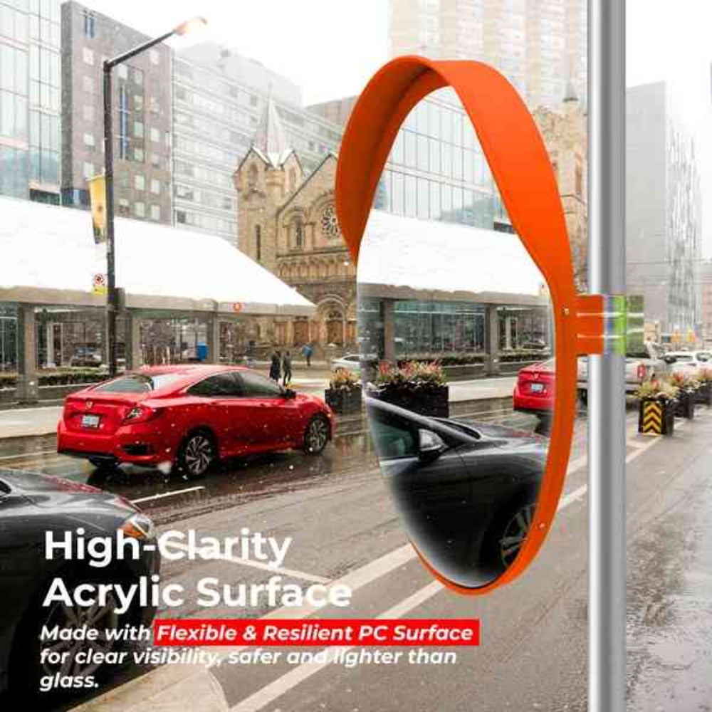 convex traffic mirror for blind spot monitoring and safety