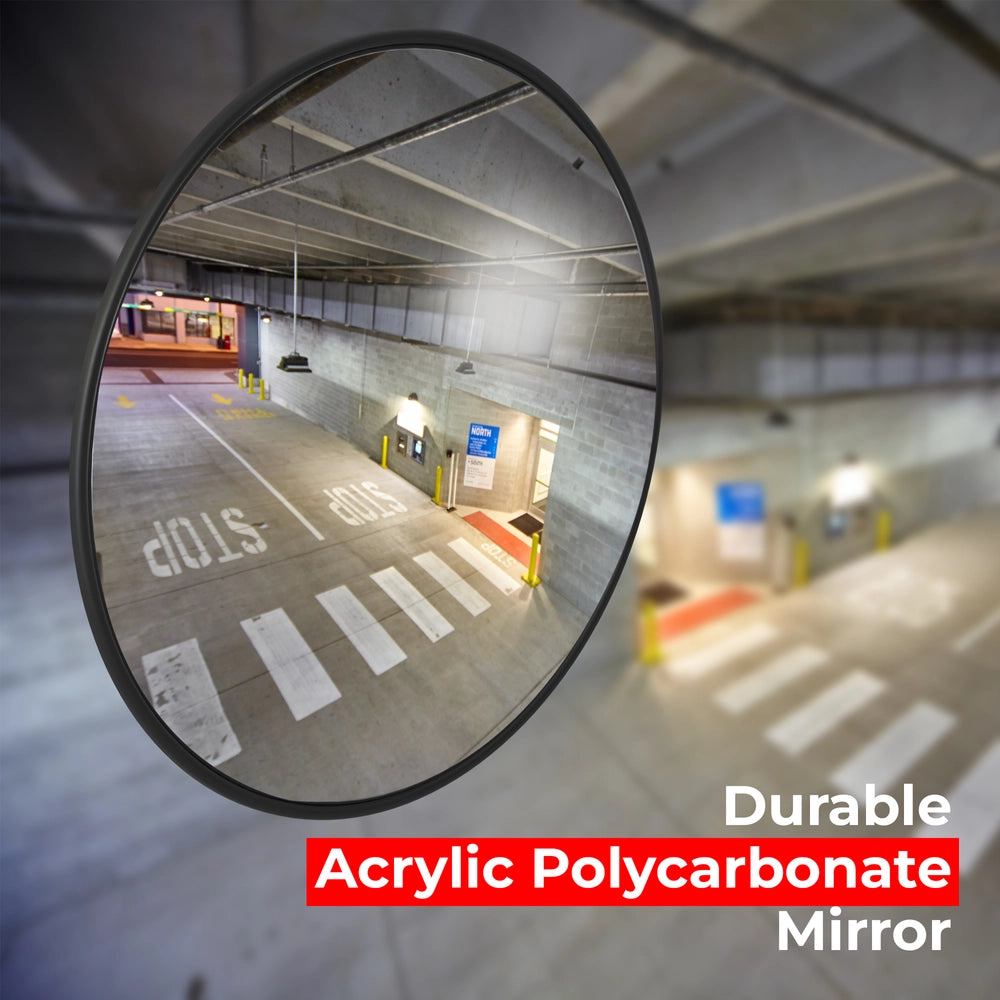 30CM Convex Safety Mirror Black | Wide Angle Indoor Security Mirror