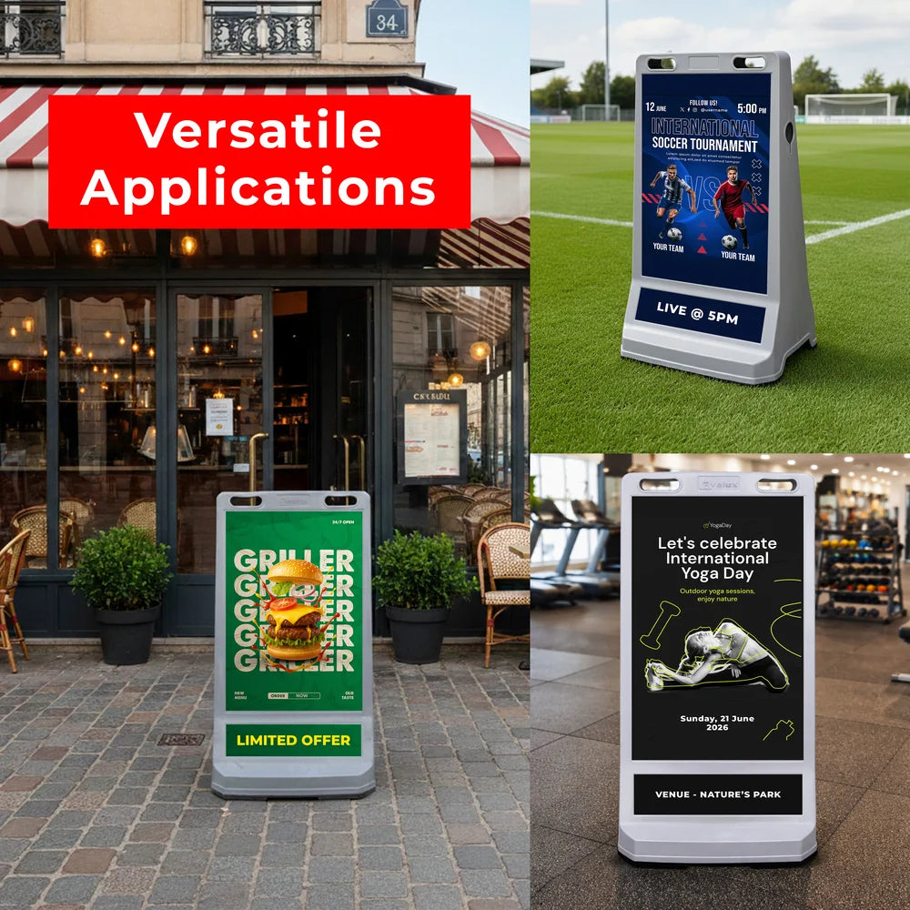 Customisable Pavement Sign Road Barrier | Grey Safety Warning Stand