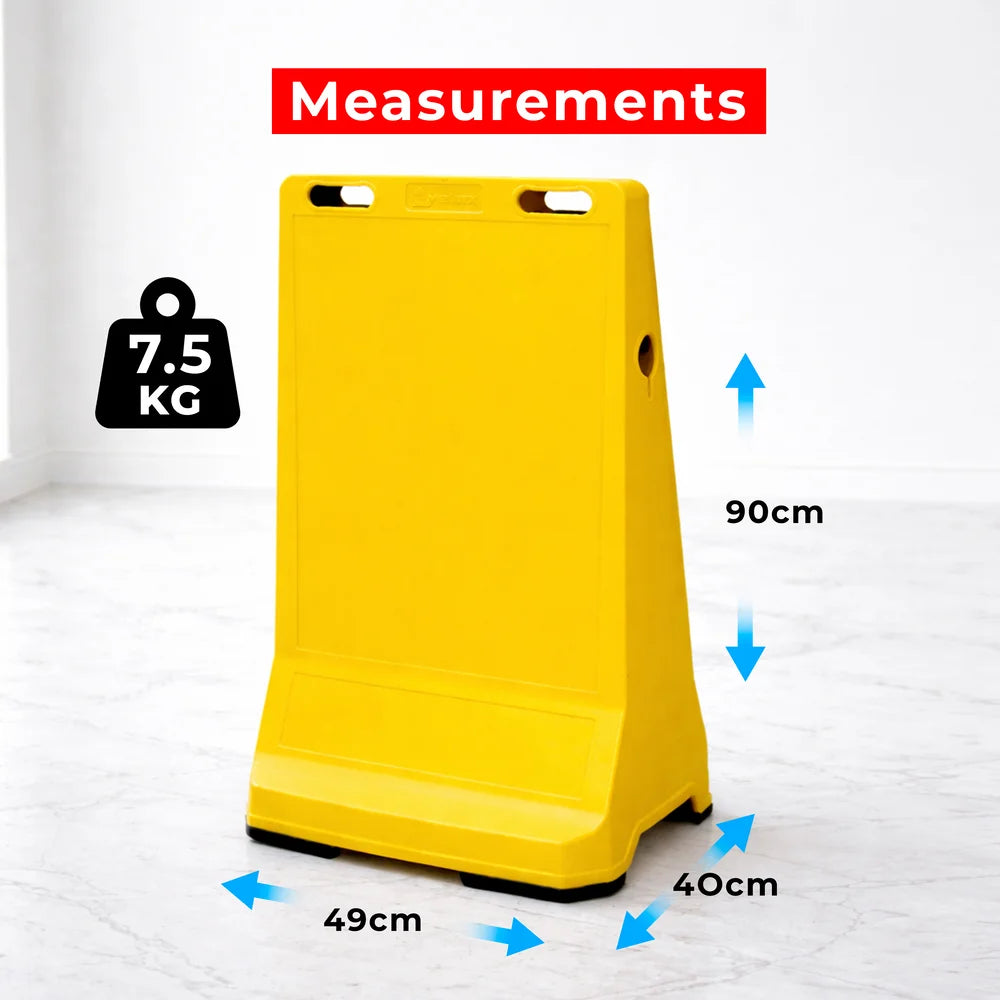 Customisable Pavement Sign Road Barrier | Yellow Safety Warning Stand