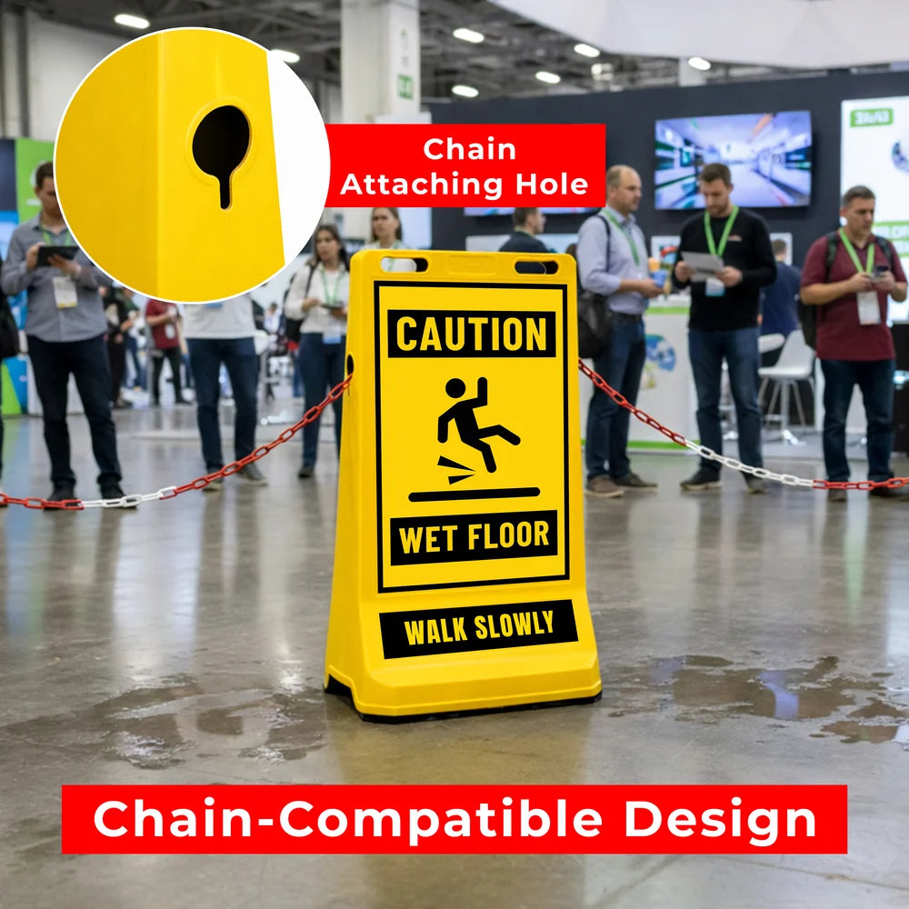 Customisable Pavement Sign Road Barrier | Yellow Safety Warning Stand
