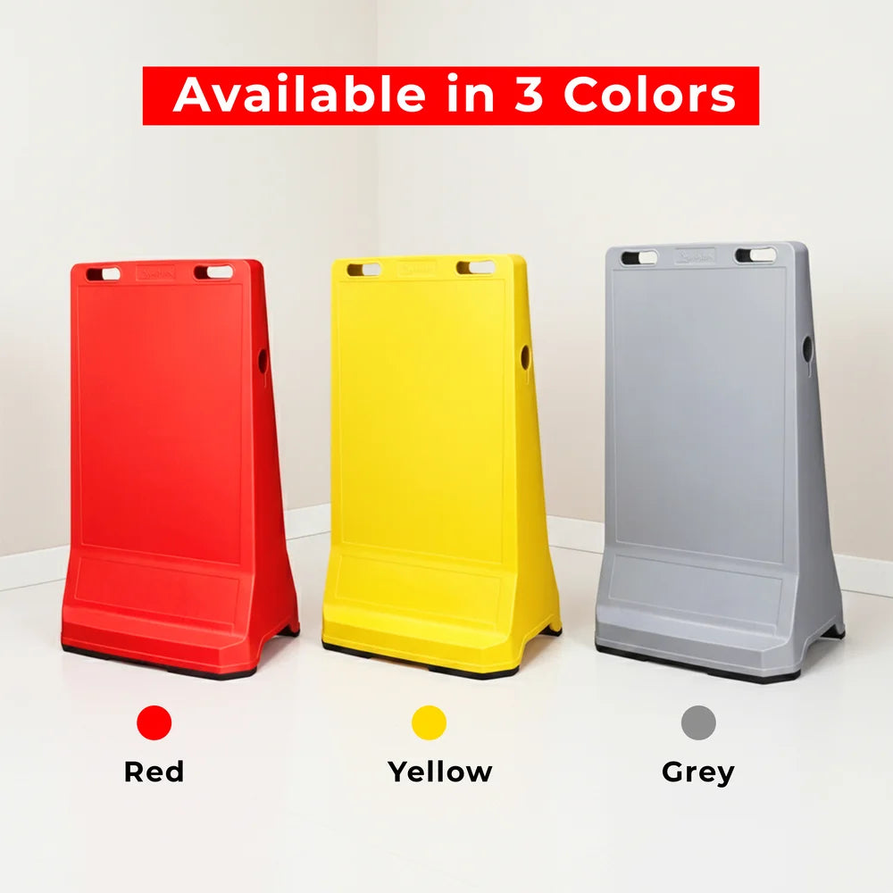 Customisable Pavement Sign Road Barrier | Yellow Safety Warning Stand