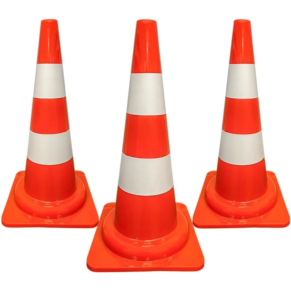 Durable 55cm PVC flexible reflective traffic cone for traffic management