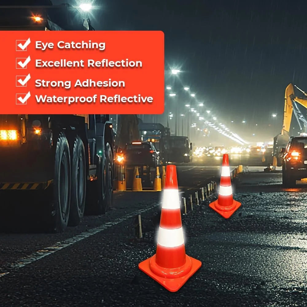 55cm flexible PVC traffic cone with reflective bands for high visibility
