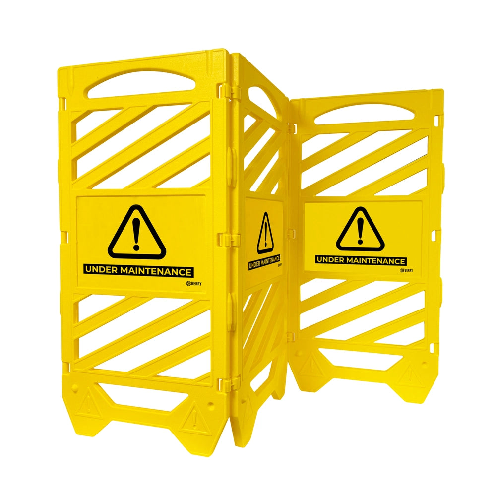 foldable maintenance barrier with under maintenance sign