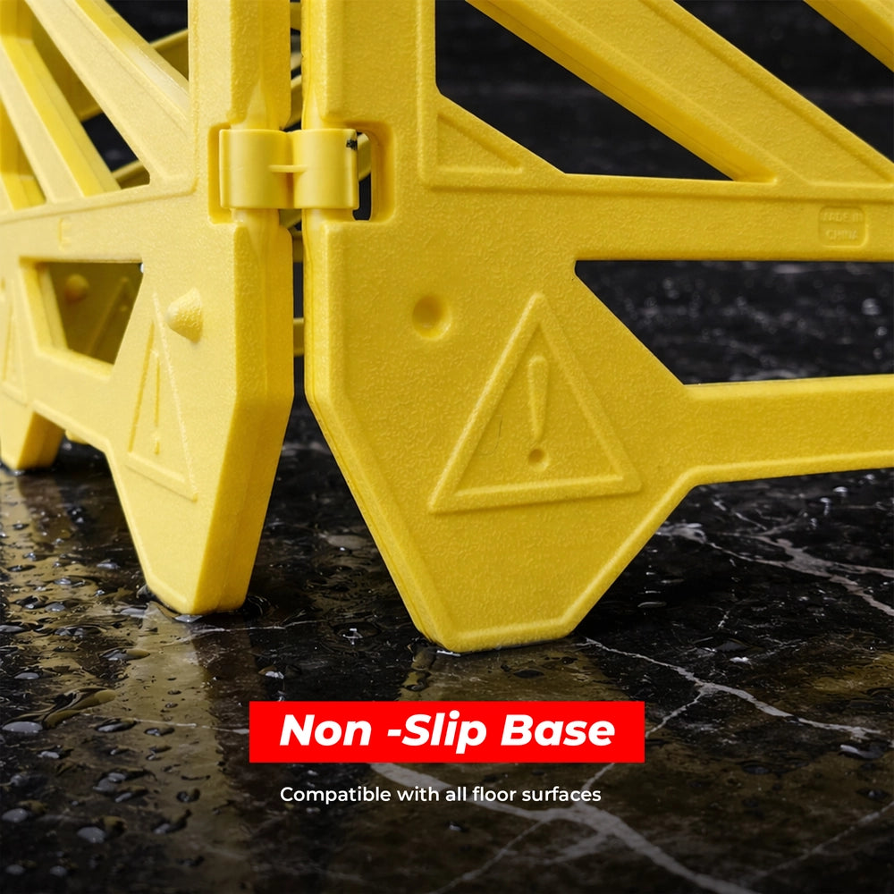Foldable Maintenance Barrier Yellow | Expandable Safety Fence with Warning Sign