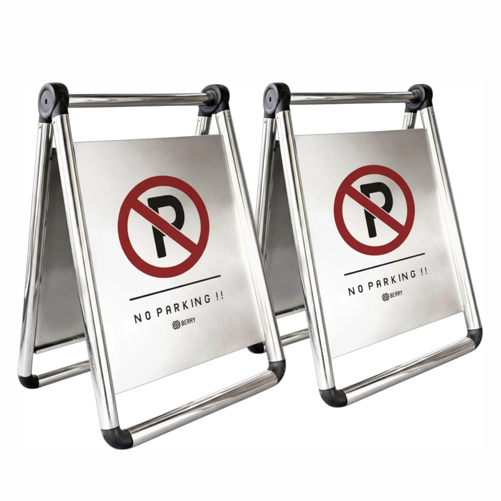 Foldable Stainless Steel No Parking Sign | A-Frame Parking Warning Board