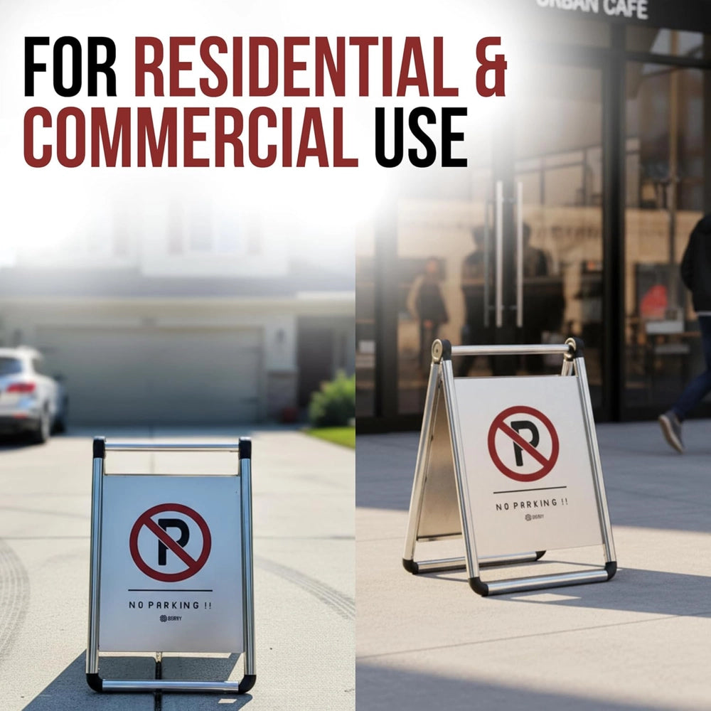 Foldable Stainless Steel No Parking Sign | A-Frame Parking Warning Board