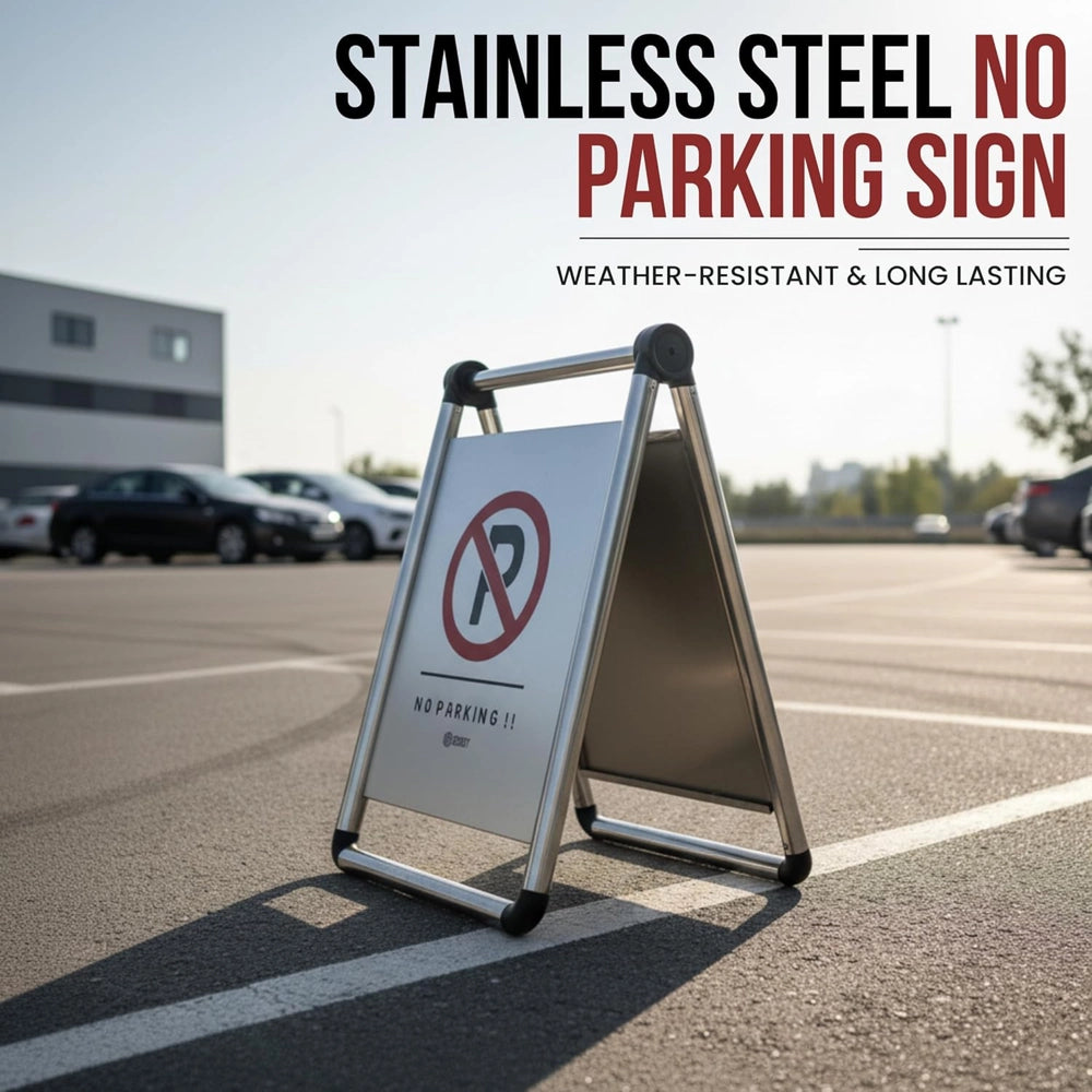 Foldable Stainless Steel No Parking Sign | A-Frame Parking Warning Board