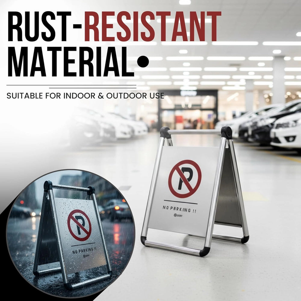 Foldable Stainless Steel No Parking Sign | A-Frame Parking Warning Board