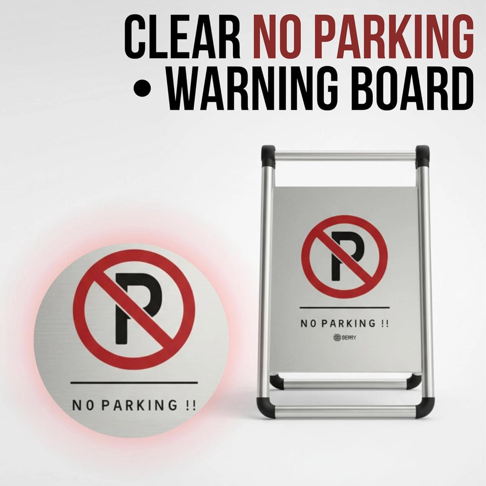 Foldable Stainless Steel No Parking Sign | A-Frame Parking Warning Board