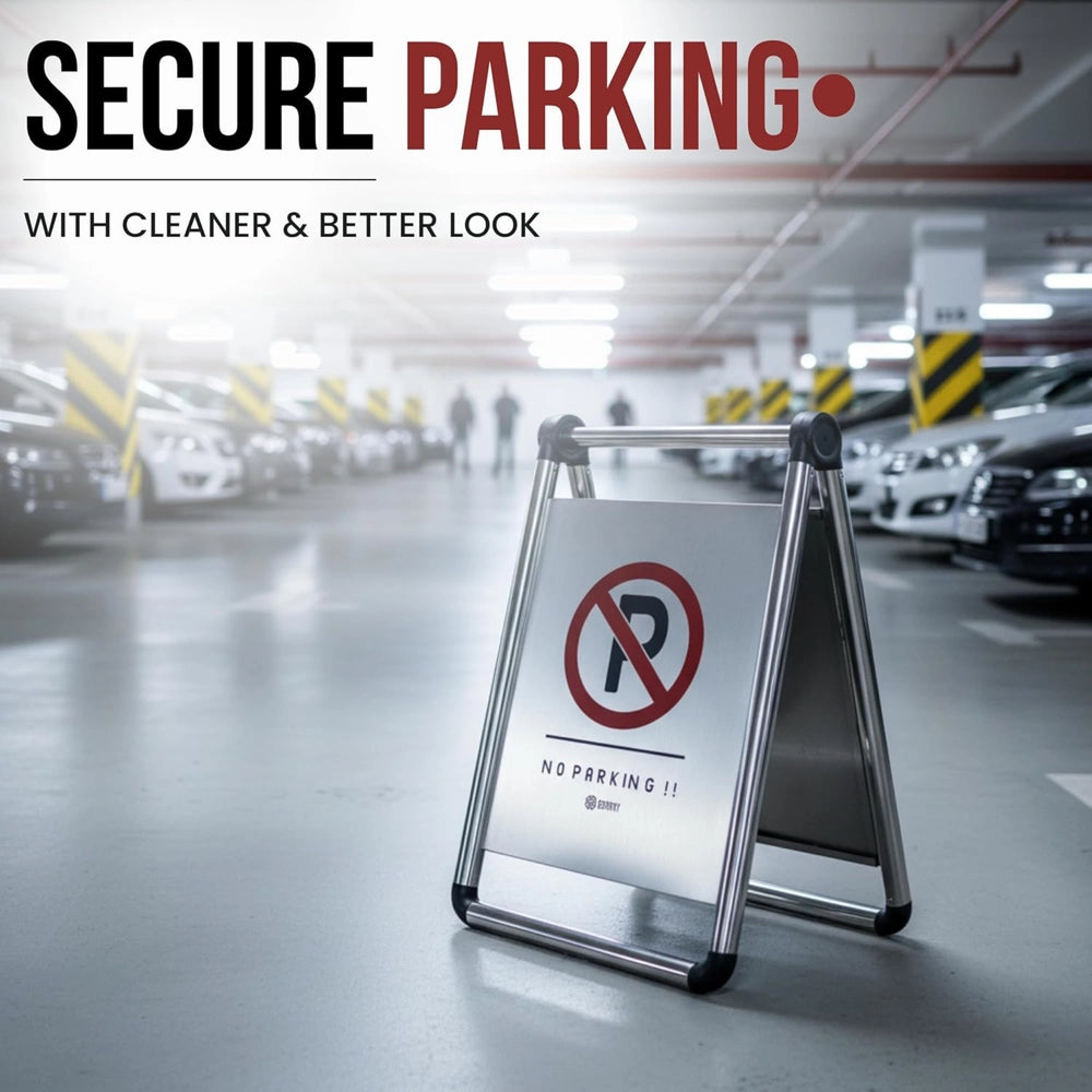 Foldable Stainless Steel No Parking Sign | A-Frame Parking Warning Board