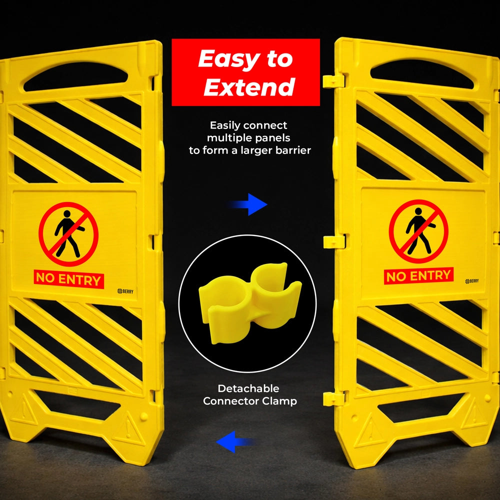 Foldable No Entry Barrier Yellow | Expandable Safety Fence with No Entry Sign