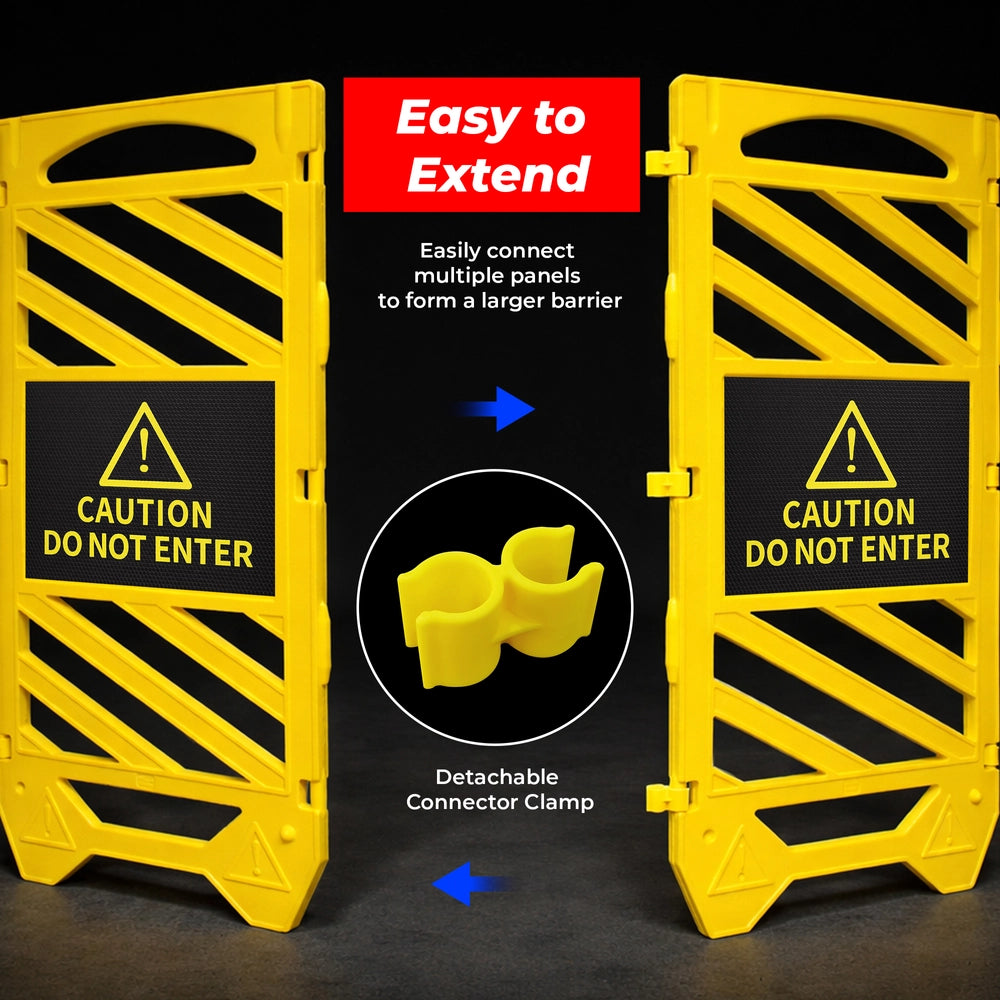 Folding Safety Barrier Yellow | Collapsible Barricade with Do Not Enter Sign