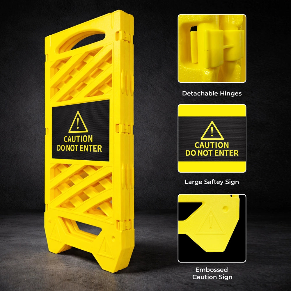 Folding Safety Barrier Yellow | Collapsible Barricade with Do Not Enter Sign
