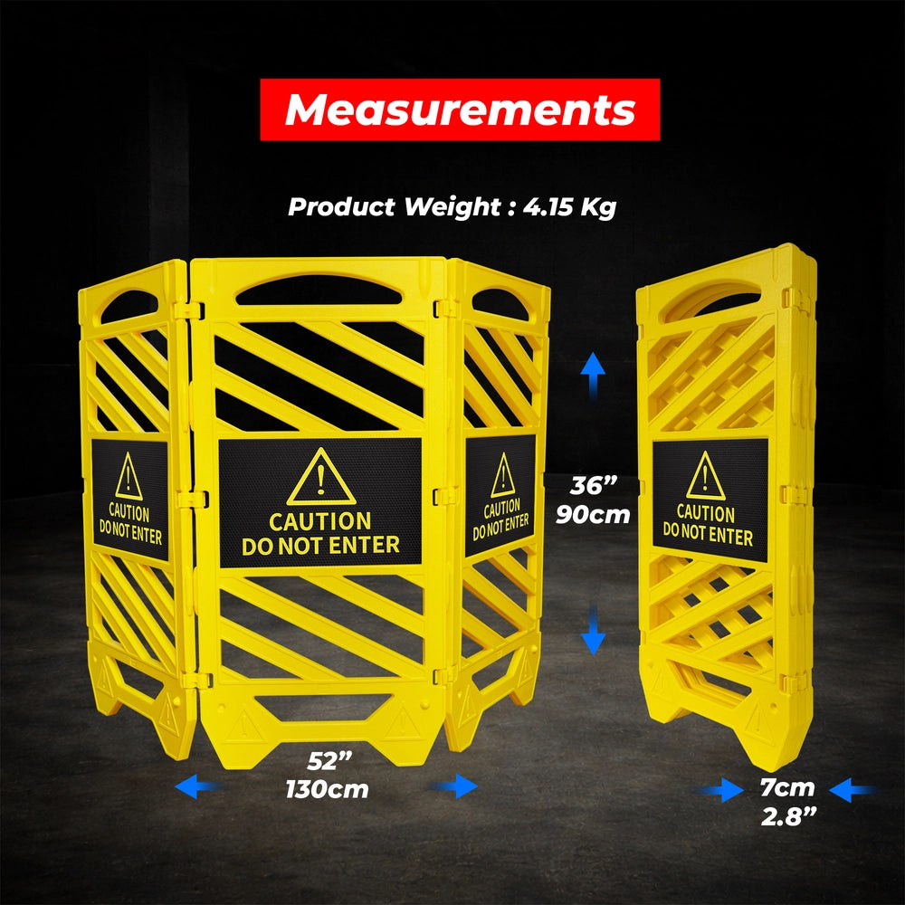 Folding Safety Barrier Yellow | Collapsible Barricade with Do Not Enter Sign